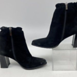 Ilasio Renzoni Women's Black Suede Almond Toe Ankle Boots Bootie Size EUR 37